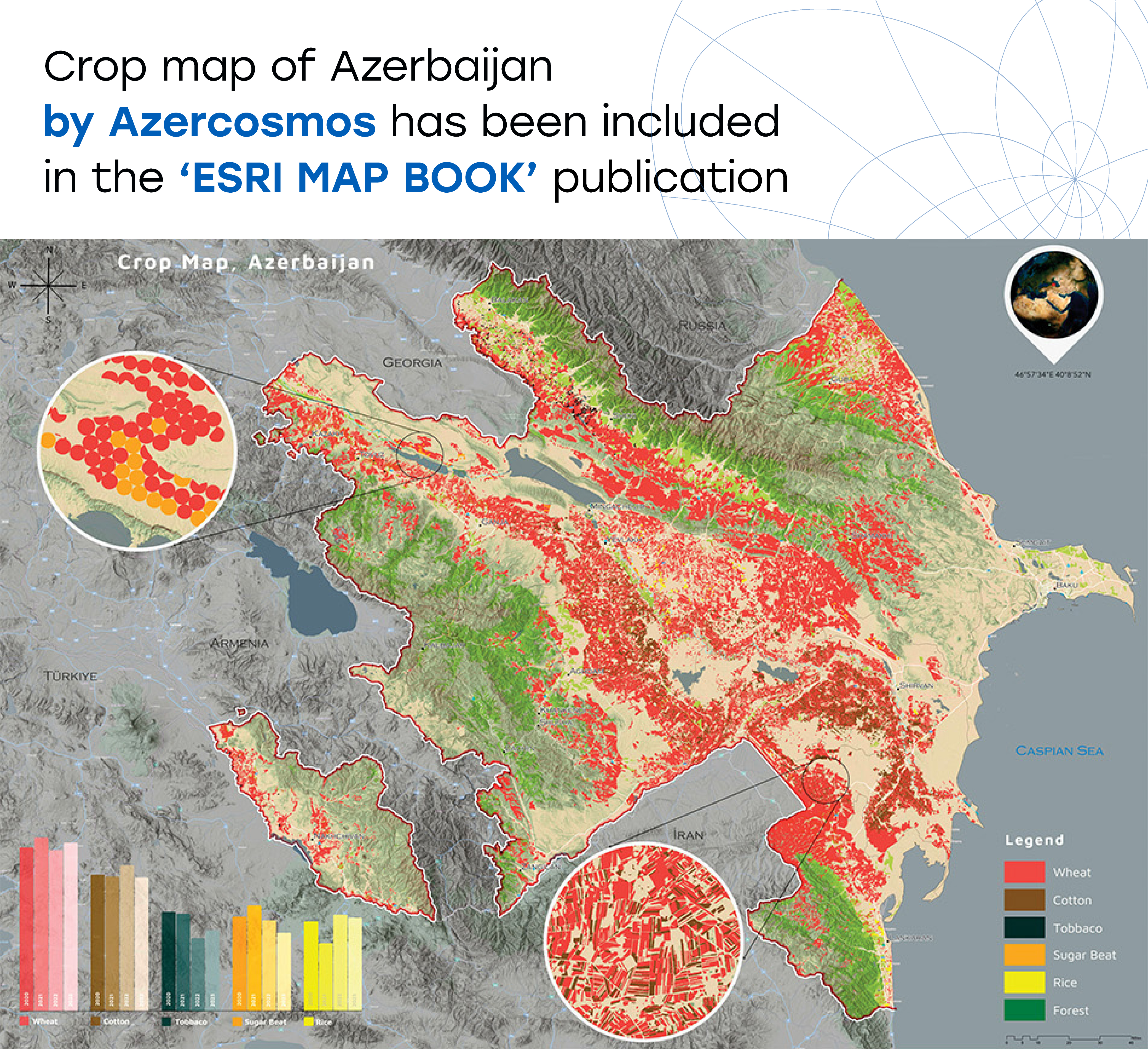  Crop map of Azerbaijan by Azercosmos included in the “Esri Map Book” publication 